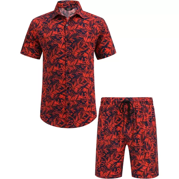 COOFANDY Men's Hawaiian Matching Set Summer Beach 2 Piece Outfits Flower Shirts and Shorts