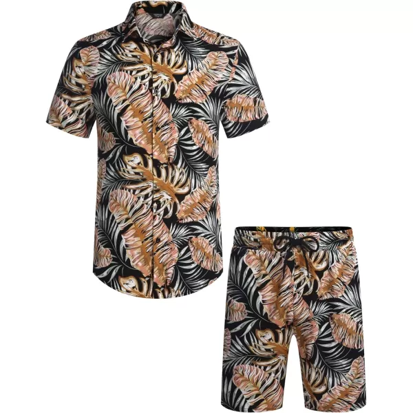 COOFANDY Men's Hawaiian Matching Set Summer Beach 2 Piece Outfits Flower Shirts and Shorts