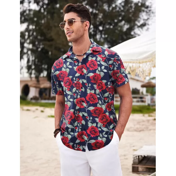 COOFANDY Men's Hawaiian Shirt Casual Short Sleeve Button Down Shirt Summer Beach Shirt
