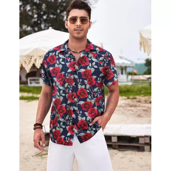 COOFANDY Men's Hawaiian Shirt Casual Short Sleeve Button Down Shirt Summer Beach Shirt
