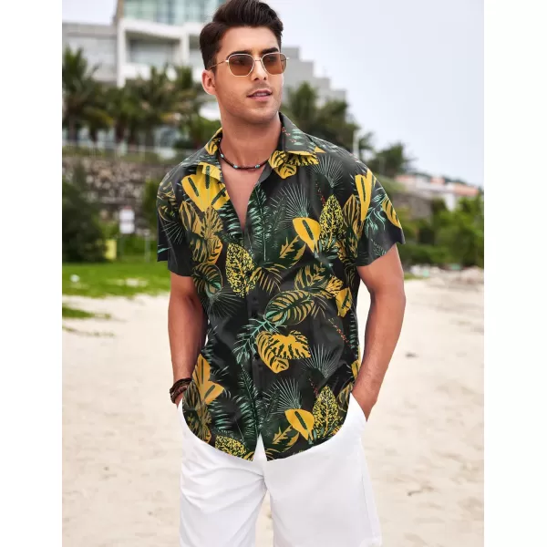 COOFANDY Men's Hawaiian Shirt Casual Short Sleeve Button Down Shirt Summer Beach Shirt