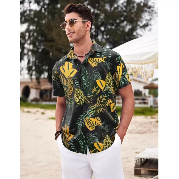COOFANDY Men's Hawaiian Shirt Casual Short Sleeve Button Down Shirt Summer Beach Shirt