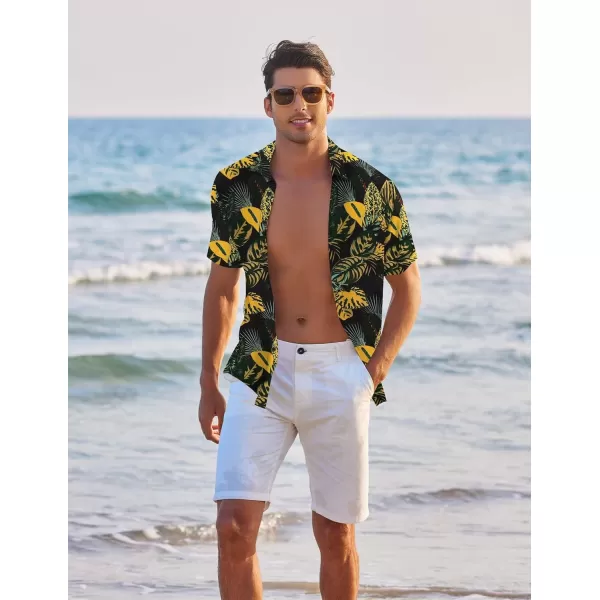 COOFANDY Men's Hawaiian Shirt Casual Short Sleeve Button Down Shirt Summer Beach Shirt