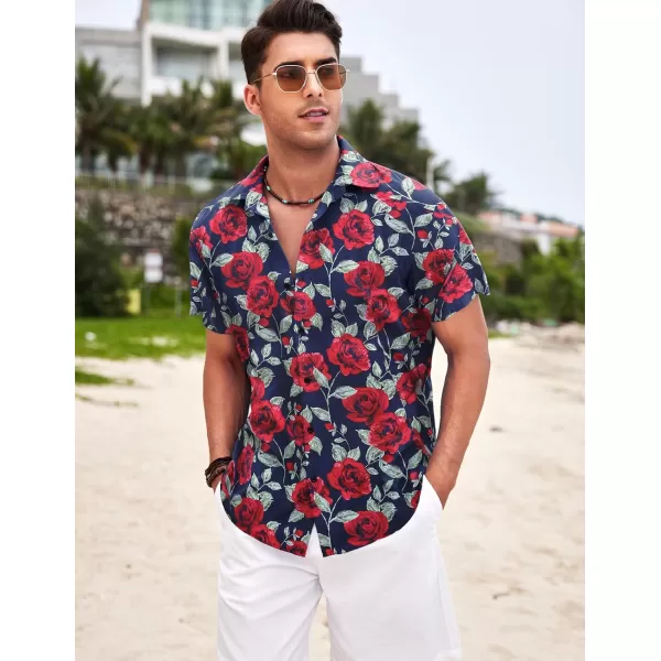 COOFANDY Men's Hawaiian Shirt Casual Short Sleeve Button Down Shirt Summer Beach Shirt