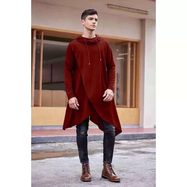 COOFANDY Men's Hooded Poncho Cape Cloak Casual Asymmetric Hem Hoodie Sweatshirts