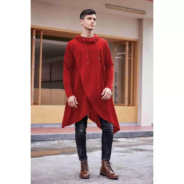 COOFANDY Men's Hooded Poncho Cape Cloak Casual Asymmetric Hem Hoodie Sweatshirts