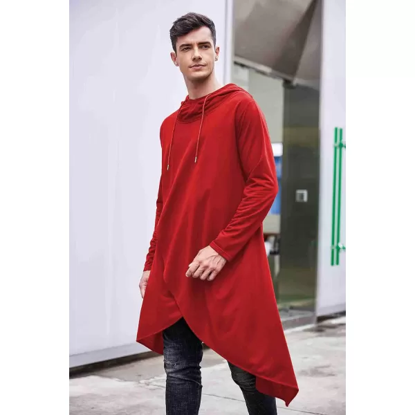COOFANDY Men's Hooded Poncho Cape Cloak Casual Asymmetric Hem Hoodie Sweatshirts