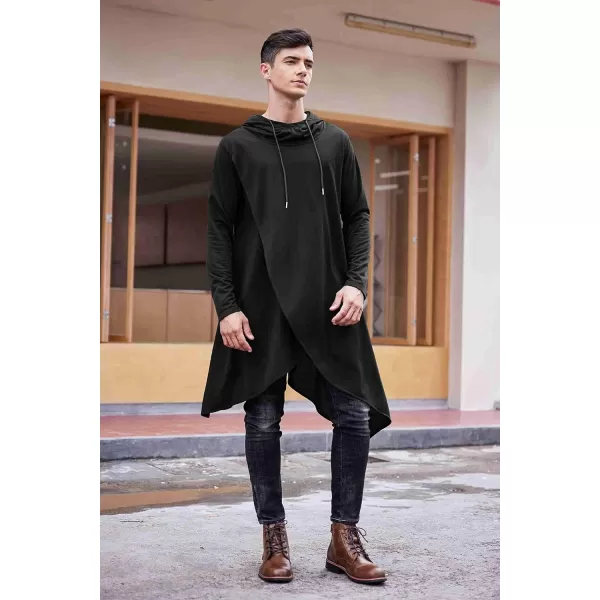 COOFANDY Men's Hooded Poncho Cape Cloak Casual Asymmetric Hem Hoodie Sweatshirts