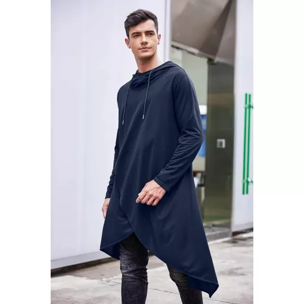 COOFANDY Men's Hooded Poncho Cape Cloak Casual Asymmetric Hem Hoodie Sweatshirts