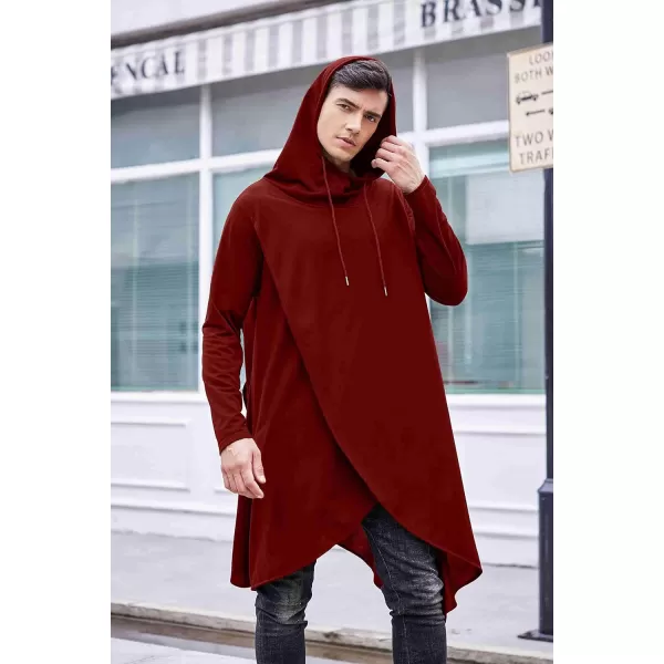 COOFANDY Men's Hooded Poncho Cape Cloak Casual Asymmetric Hem Hoodie Sweatshirts
