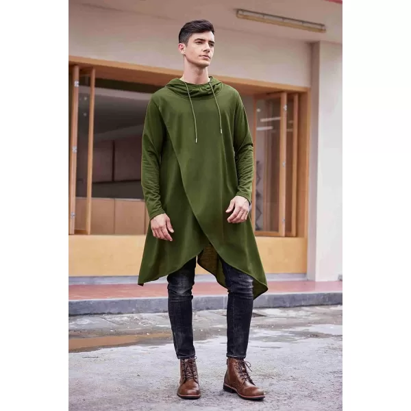 COOFANDY Men's Hooded Poncho Cape Cloak Casual Asymmetric Hem Hoodie Sweatshirts