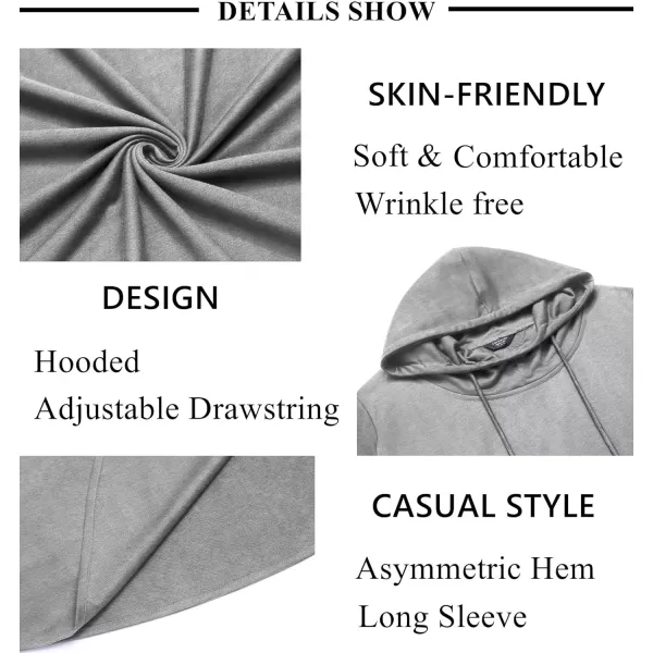 COOFANDY Men's Hooded Poncho Cape Cloak Casual Asymmetric Hem Hoodie Sweatshirts