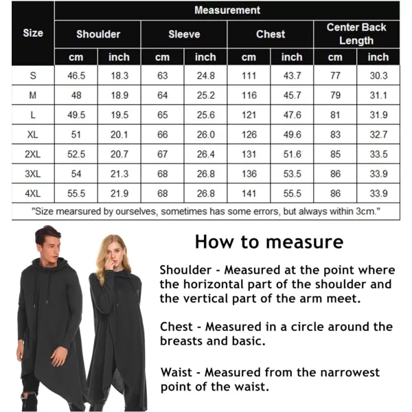 COOFANDY Men's Hooded Poncho Cape Cloak Casual Asymmetric Hem Hoodie Sweatshirts