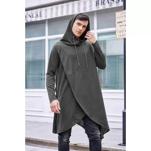 COOFANDY Men's Hooded Poncho Cape Cloak Casual Asymmetric Hem Hoodie Sweatshirts