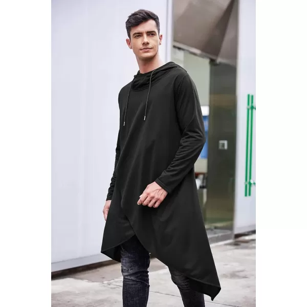 COOFANDY Men's Hooded Poncho Cape Cloak Casual Asymmetric Hem Hoodie Sweatshirts