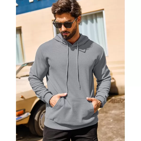 COOFANDY Men's Hooded Sweatshirts Long Sleeve Casual Pullover Hoodie Waffle Knit Sweatshirt with Pocket