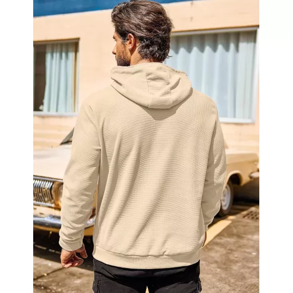 COOFANDY Men's Hooded Sweatshirts Long Sleeve Casual Pullover Hoodie Waffle Knit Sweatshirt with Pocket