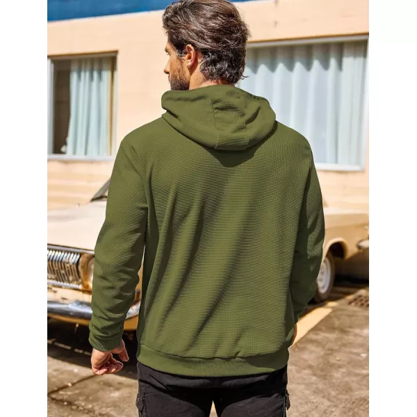 COOFANDY Men's Hooded Sweatshirts Long Sleeve Casual Pullover Hoodie Waffle Knit Sweatshirt with Pocket