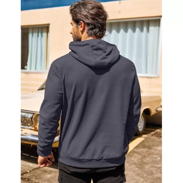 COOFANDY Men's Hooded Sweatshirts Long Sleeve Casual Pullover Hoodie Waffle Knit Sweatshirt with Pocket