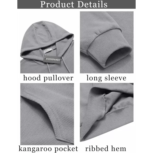 COOFANDY Men's Hooded Sweatshirts Long Sleeve Casual Pullover Hoodie Waffle Knit Sweatshirt with Pocket