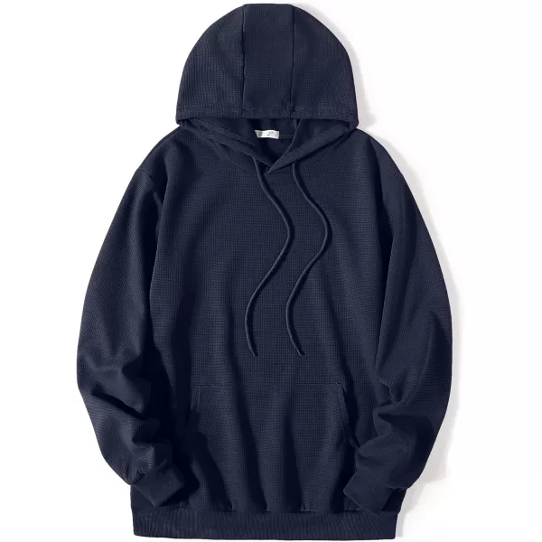 COOFANDY Men's Hooded Sweatshirts Long Sleeve Casual Pullover Hoodie Waffle Knit Sweatshirt with Pocket