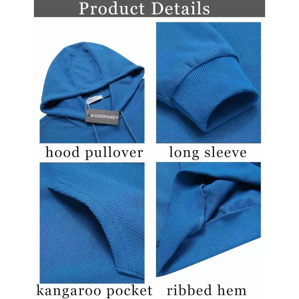 COOFANDY Men's Hooded Sweatshirts Long Sleeve Casual Pullover Hoodie Waffle Knit Sweatshirt with Pocket