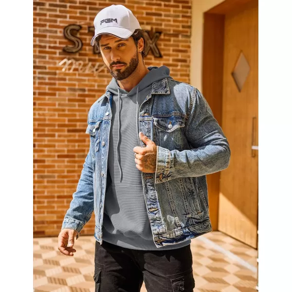 COOFANDY Men's Hooded Sweatshirts Long Sleeve Casual Pullover Hoodie Waffle Knit Sweatshirt with Pocket