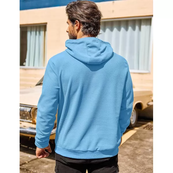 COOFANDY Men's Hooded Sweatshirts Long Sleeve Casual Pullover Hoodie Waffle Knit Sweatshirt with Pocket