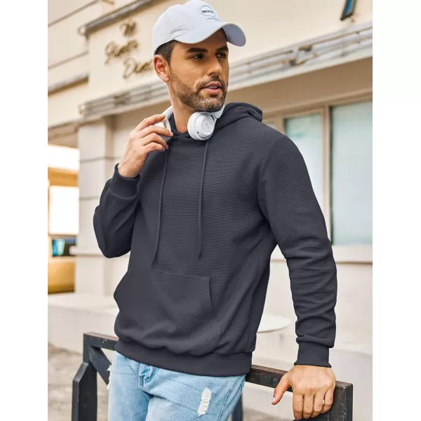 COOFANDY Men's Hooded Sweatshirts Long Sleeve Casual Pullover Hoodie Waffle Knit Sweatshirt with Pocket