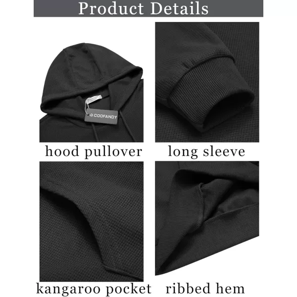 COOFANDY Men's Hooded Sweatshirts Long Sleeve Casual Pullover Hoodie Waffle Knit Sweatshirt with Pocket
