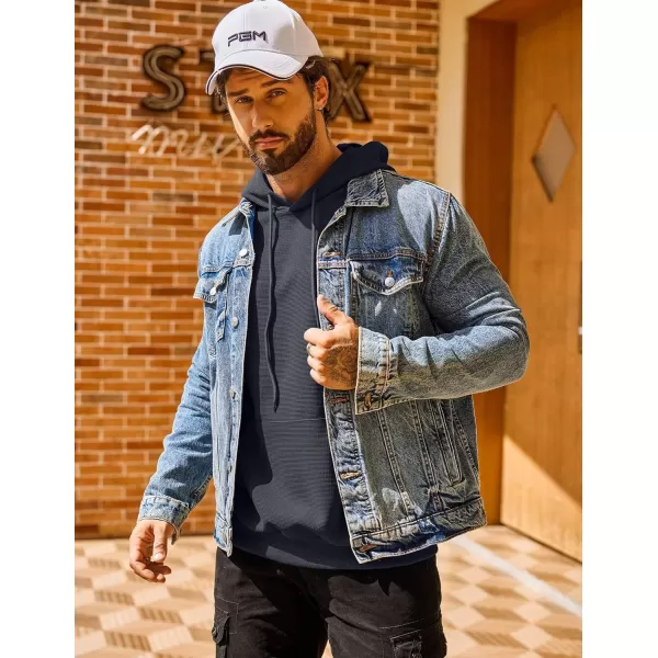 COOFANDY Men's Hooded Sweatshirts Long Sleeve Casual Pullover Hoodie Waffle Knit Sweatshirt with Pocket