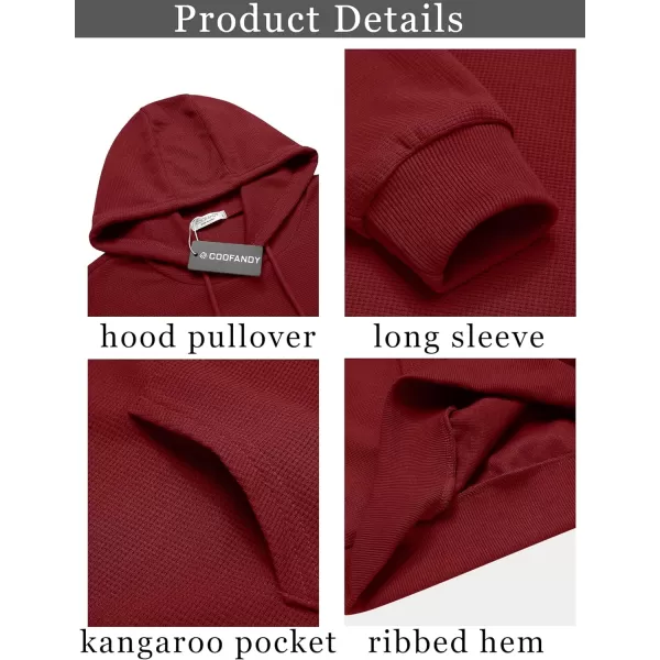 COOFANDY Men's Hooded Sweatshirts Long Sleeve Casual Pullover Hoodie Waffle Knit Sweatshirt with Pocket