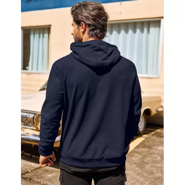 COOFANDY Men's Hooded Sweatshirts Long Sleeve Casual Pullover Hoodie Waffle Knit Sweatshirt with Pocket