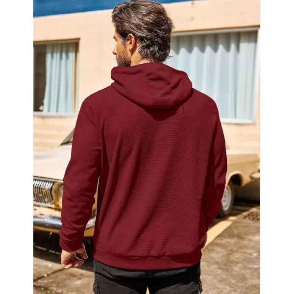 COOFANDY Men's Hooded Sweatshirts Long Sleeve Casual Pullover Hoodie Waffle Knit Sweatshirt with Pocket