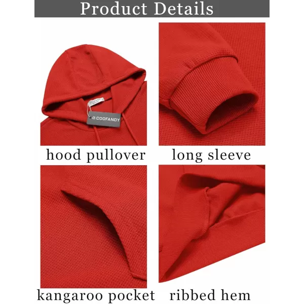 COOFANDY Men's Hooded Sweatshirts Long Sleeve Casual Pullover Hoodie Waffle Knit Sweatshirt with Pocket