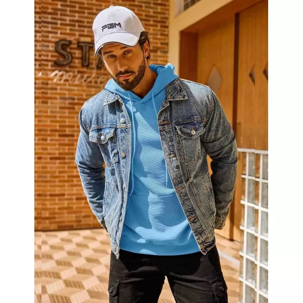 COOFANDY Men's Hooded Sweatshirts Long Sleeve Casual Pullover Hoodie Waffle Knit Sweatshirt with Pocket