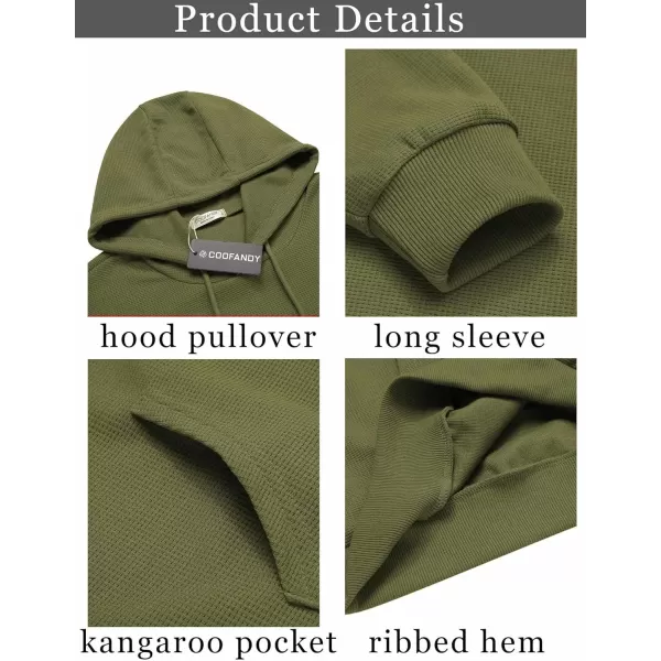 COOFANDY Men's Hooded Sweatshirts Long Sleeve Casual Pullover Hoodie Waffle Knit Sweatshirt with Pocket