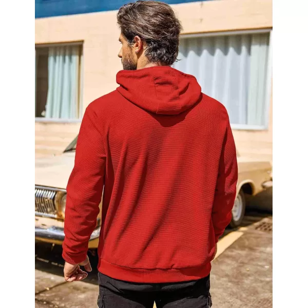 COOFANDY Men's Hooded Sweatshirts Long Sleeve Casual Pullover Hoodie Waffle Knit Sweatshirt with Pocket