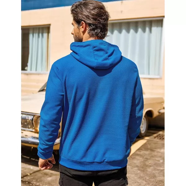 COOFANDY Men's Hooded Sweatshirts Long Sleeve Casual Pullover Hoodie Waffle Knit Sweatshirt with Pocket