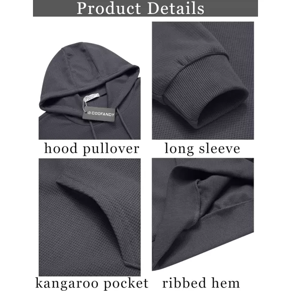 COOFANDY Men's Hooded Sweatshirts Long Sleeve Casual Pullover Hoodie Waffle Knit Sweatshirt with Pocket