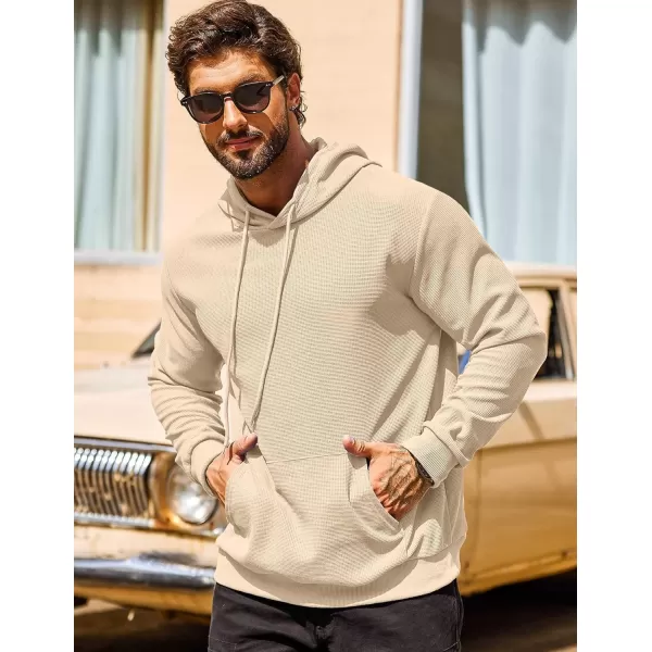COOFANDY Men's Hooded Sweatshirts Long Sleeve Casual Pullover Hoodie Waffle Knit Sweatshirt with Pocket