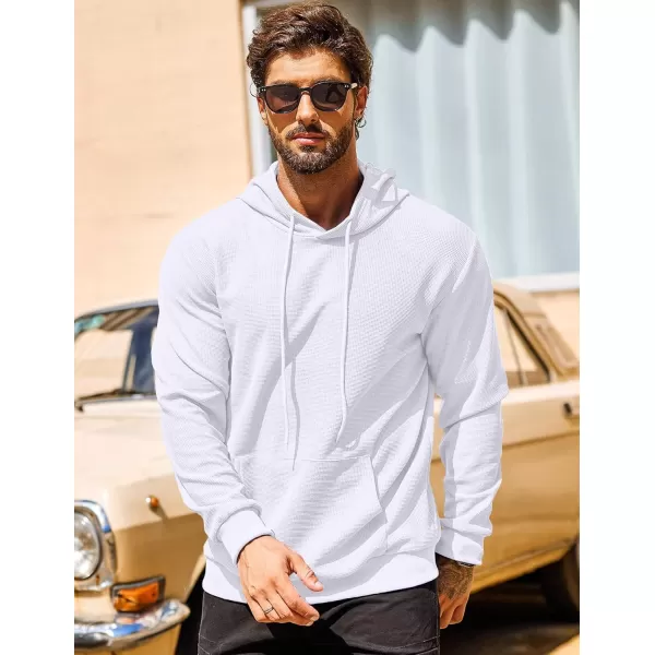 COOFANDY Men's Hooded Sweatshirts Long Sleeve Casual Pullover Hoodie Waffle Knit Sweatshirt with Pocket