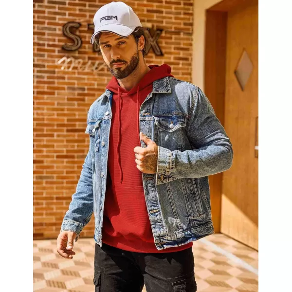 COOFANDY Men's Hooded Sweatshirts Long Sleeve Casual Pullover Hoodie Waffle Knit Sweatshirt with Pocket
