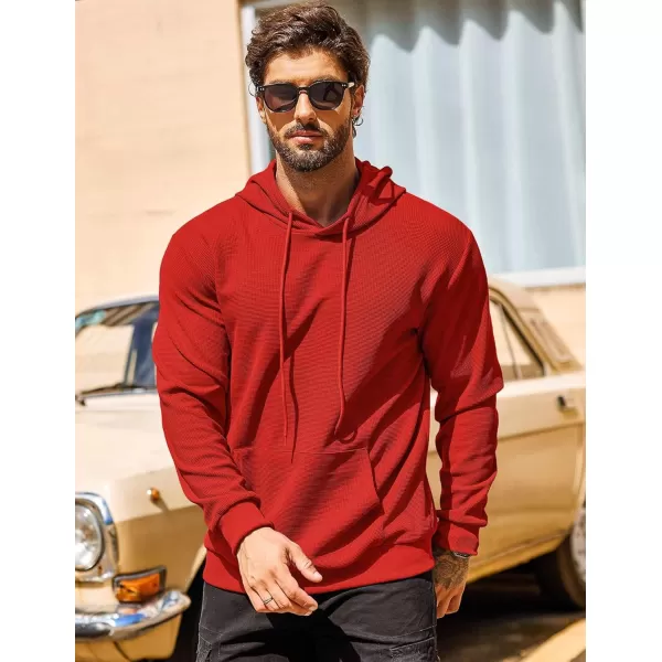 COOFANDY Men's Hooded Sweatshirts Long Sleeve Casual Pullover Hoodie Waffle Knit Sweatshirt with Pocket
