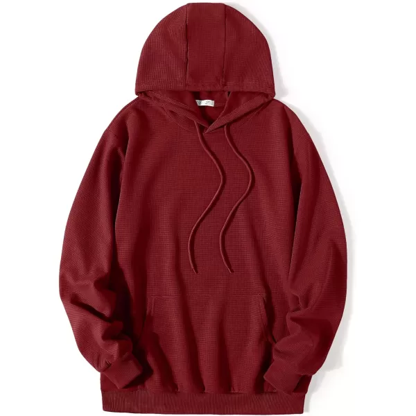 COOFANDY Men's Hooded Sweatshirts Long Sleeve Casual Pullover Hoodie Waffle Knit Sweatshirt with Pocket