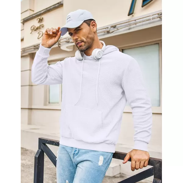 COOFANDY Men's Hooded Sweatshirts Long Sleeve Casual Pullover Hoodie Waffle Knit Sweatshirt with Pocket