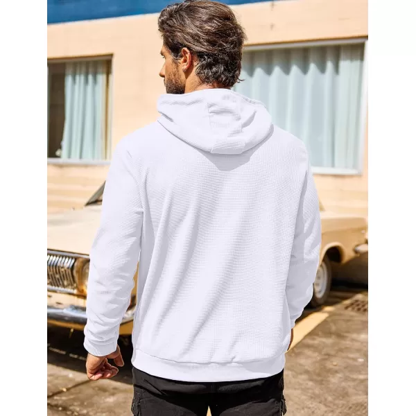 COOFANDY Men's Hooded Sweatshirts Long Sleeve Casual Pullover Hoodie Waffle Knit Sweatshirt with Pocket