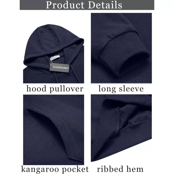 COOFANDY Men's Hooded Sweatshirts Long Sleeve Casual Pullover Hoodie Waffle Knit Sweatshirt with Pocket