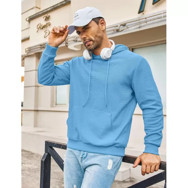 COOFANDY Men's Hooded Sweatshirts Long Sleeve Casual Pullover Hoodie Waffle Knit Sweatshirt with Pocket