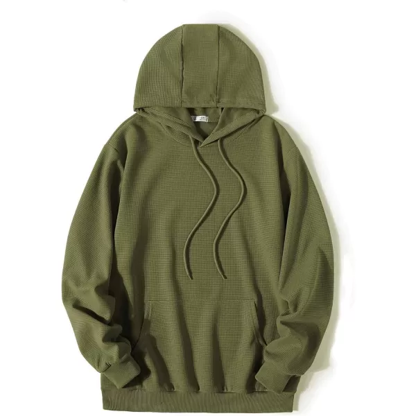 COOFANDY Men's Hooded Sweatshirts Long Sleeve Casual Pullover Hoodie Waffle Knit Sweatshirt with Pocket
